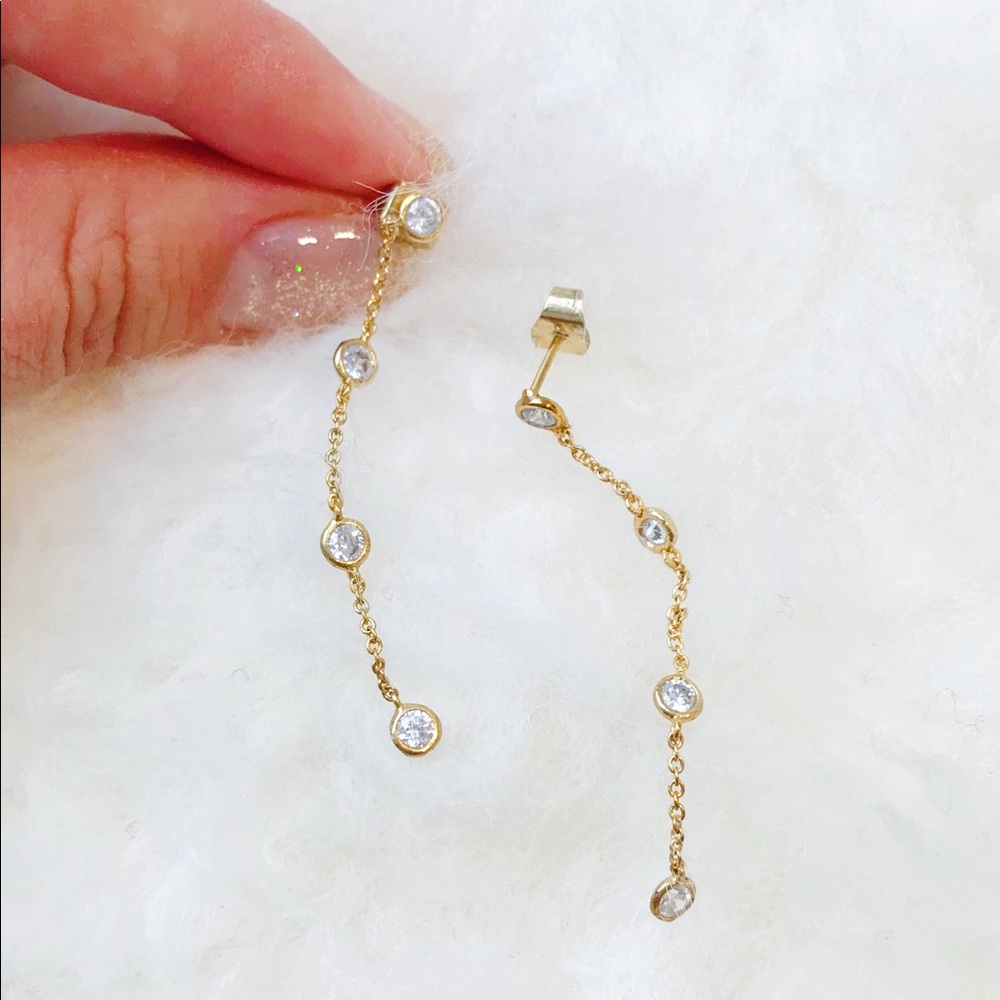 Crystal yellow gold ear rings